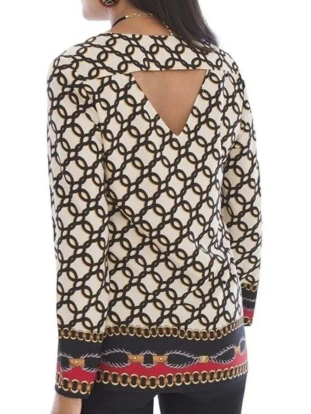 Chico's Status Frame Cutout Tunic Blouse Size 3 - Picture 2 of 9
